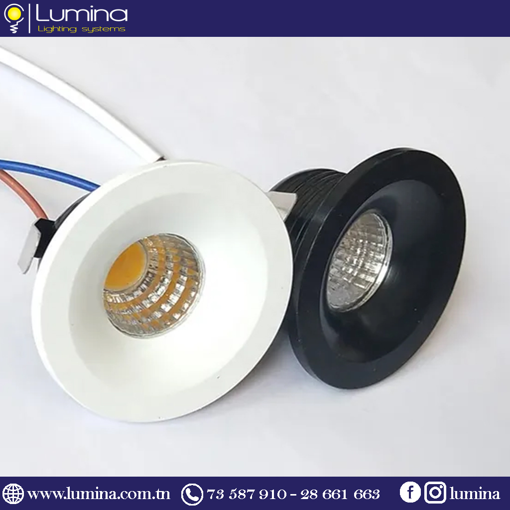 Spot niche LED encastrable 3W rond Blanc ∅46mm Lumière Blanche 6500K SR301R-WH3WWH – Image 2