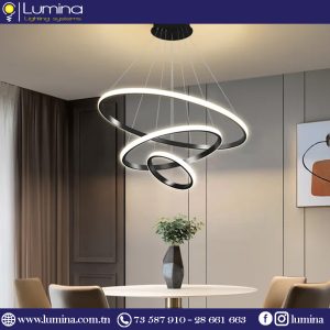 Lustre Led Noir diamètre 60cm 3 Couleurs de lumières B078B