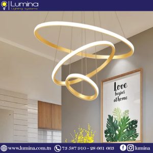Lustre Led Doré diamètre 60cm 3 Couleurs de lumières B078G