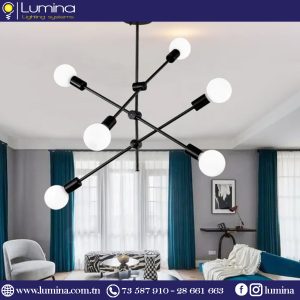 Lustre noir en fer nordique moderne 6*E27 LD5909-6