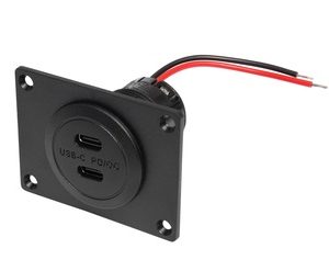 Double prise USB-C Power Pro Car PD/QC EV sans LED et plaque de montage