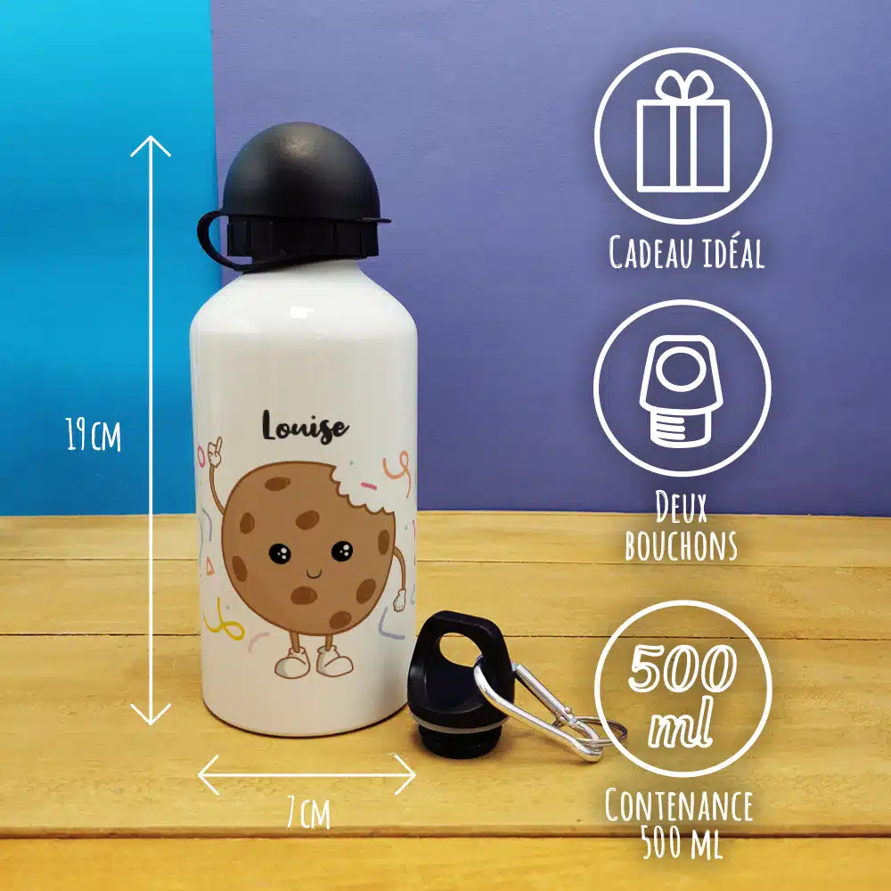 Gourde personnalisée – Cookie – cadeau rentrée scolaire pour fille, garçon – Image 4