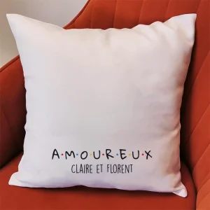 Coussin personnalisé AMOUREUX – 40×40 cm – Cadeau Saint Valentin