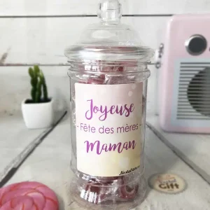 Bonbonnière maman -Bonbon rock cœur x40 “Joyeuse fête des mères”