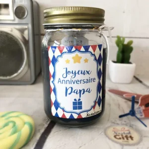 Bougie Jar “Joyeux anniversaire Papa” – cadeau anniversaire papa