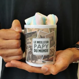 Mug “Le meilleur papy du monde” et ses guimauves torsade x5