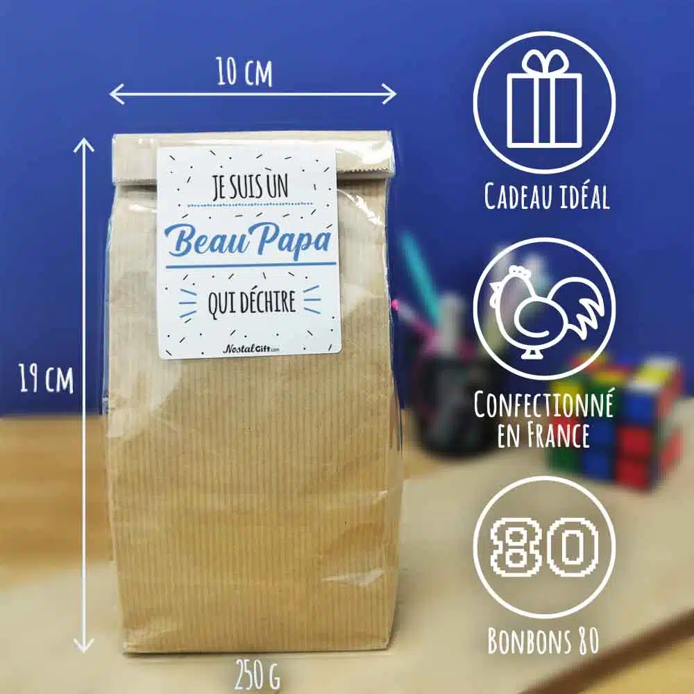 Sachet bonbon années 80 “Je suis un Beau Papa qui déchire” – cadeau beau père – Image 5