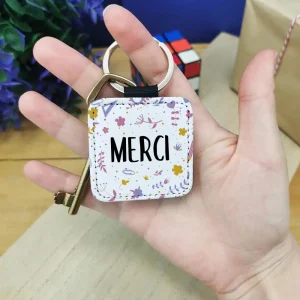Porte clé “Merci” – collection florale