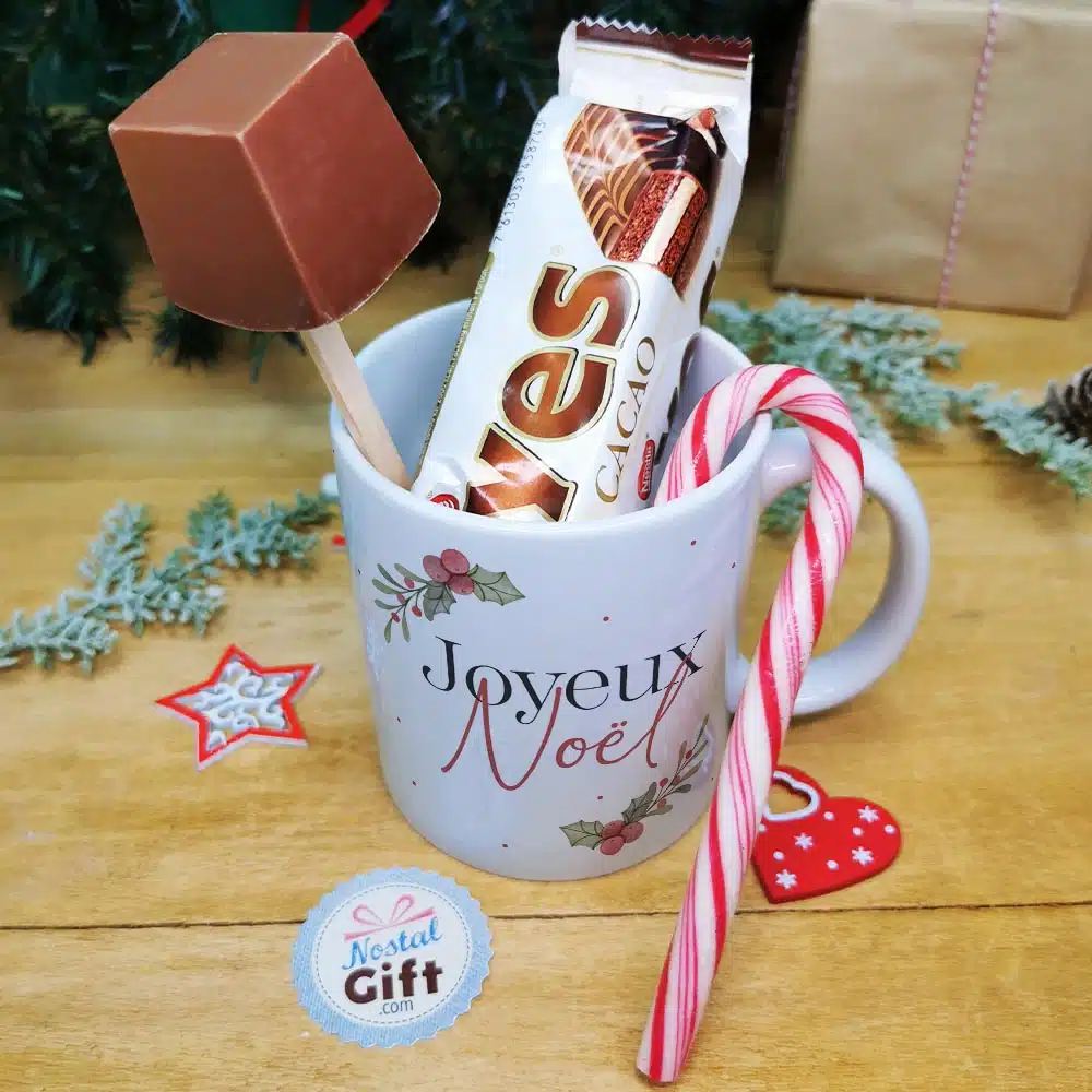 Mug “Joyeux Noël” et ses confiseries rétro – Cadeau Noël – Image 5