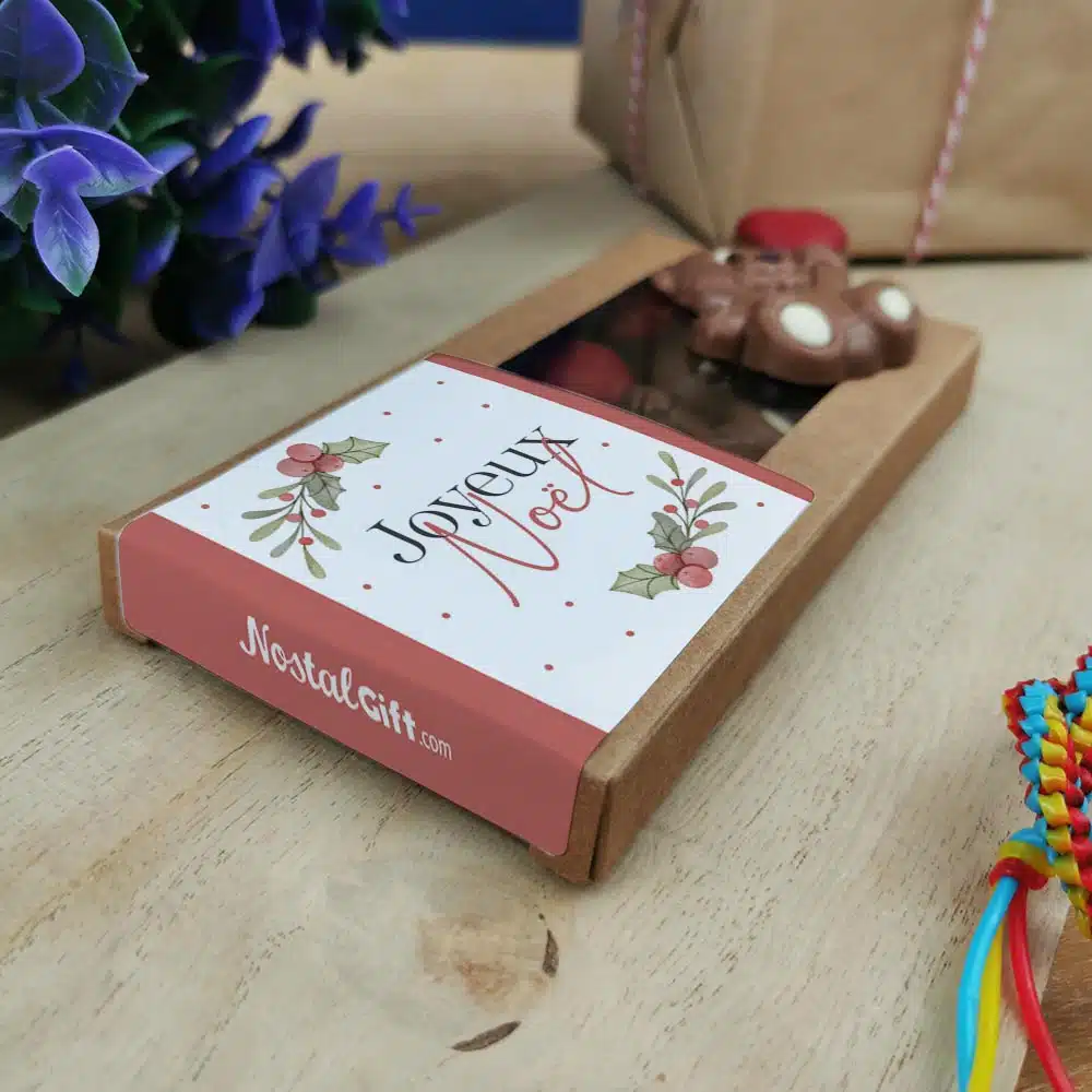 Oursons au chocolat au lait x3 “Joyeux Noël” – Cadeau Noël – Image 3