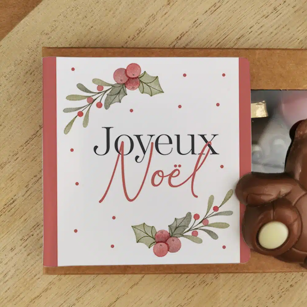 Oursons au chocolat au lait x3 “Joyeux Noël” – Cadeau Noël – Image 5