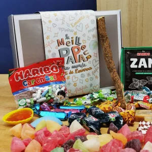 Coffret Bonbon Papa – “Le meilleur papa du mon et de l’univers” : coffret bonbon rétro années 60