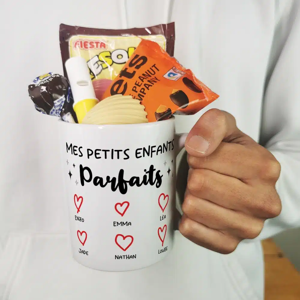 Mug bonbon années 70 “Mes petits enfants parfaits” cadeau mamie et papy personnalisé – Image 6
