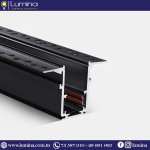 Rail Magnétique Led noir Encastrable 1 mètre 48V MAG-TRACK-1M