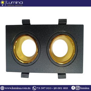 Spot encastrable polycarbonate orientable Carré Double Noir&Gold INDIRECTE  S21-02-BK/GD